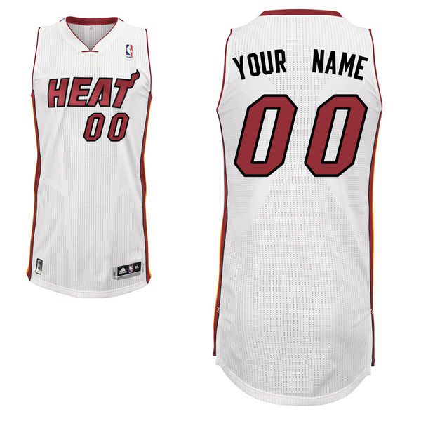 Men Miami Heat White Custom Authentic NBA Jersey->customized nba jersey->Custom Jersey
